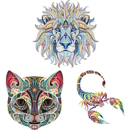 Colorful Animal Iron-on Transfers Patches For Clothing Vinyl Thermo Stickers Applique Diy Thermotransfer Stripes On Clothes Set