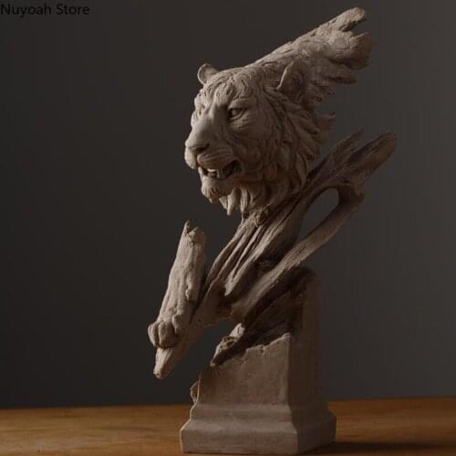 Creative Simulation Animal Home Decoration Ornaments Resin Tiger Lion Crafts Statue Simple Living Room Decoration Accessories