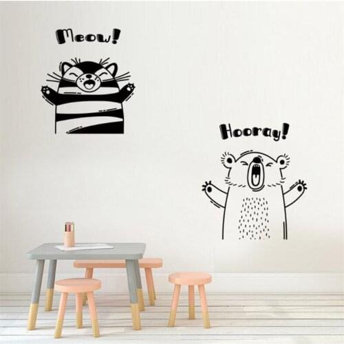 Cute Little Animal Wall Stickers Room Wall Decoration, Bedroom Door Stickers for Kids Room, Kindergarten Baby PVC Modern Cartoon