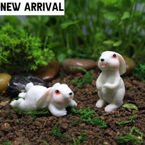 Mini Cute Rabbit Resin Statue Bonsai Flowerpot Decor For Desk Outdoor Garden Animal Sculpture Decoration Ornament Dropshipping