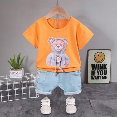 2021 New Baby Boys Girls Summer Clothes Cotton Sets Print Cartoon Sports Suit Infant T Shirt Shorts Children Clothing Tracksuits
