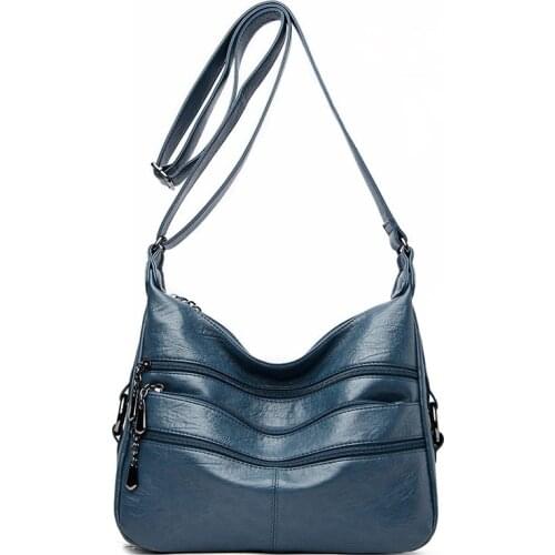 New Design Women Handbag Pu Leather Shoulder Bag Quality Ladies Crossbody Bag Multi-pockets Messenger Bag Zipper Leather Purses