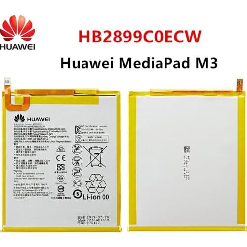 Hua Wei 100% Orginal HB2899C0ECW 5100mAh Tablet Battery For Huawei MediaPad M3 8.4" BTV-W09 BTV-DL09 SHT-AL09 SHT-W09