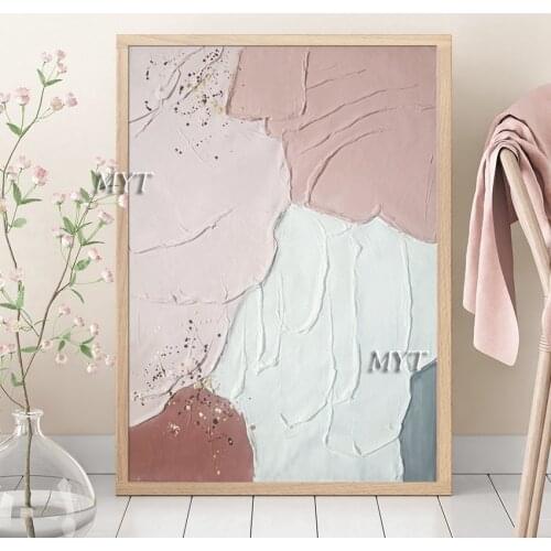 Original hand-painted oil painting pink three-dimensional thick abstract mechanism wall art home canvas painting