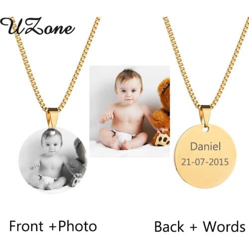UZone Custom Engraved Blank Necklace Personalized Photo & Name Necklace Can Drop Shipping