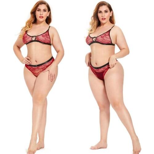 Sexy Lingerie European And American Pajamas Bikini Split Lace Seduction Big Size Suit Q400