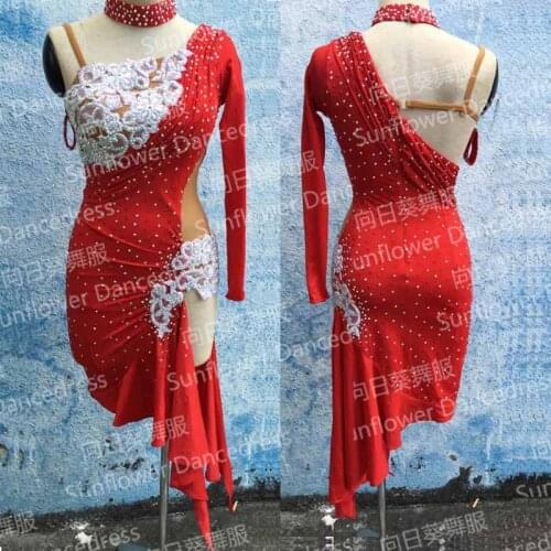 Latin Dance Dress Girl, rumba samba Clothing Salsa Dresses Stage Wear Costumeslatindress,Sunflower dance dress,red salsa samba