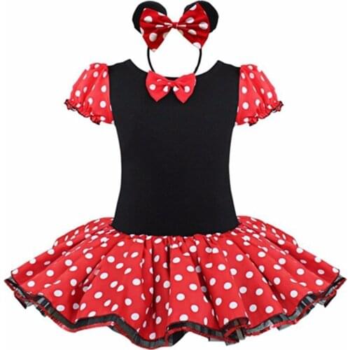2018 Newest Kids Polka Dot Tutu Party Dress Fancy Costume Cosplay Girls Dress+Headband 12M-6Y Infant Baby Clothes