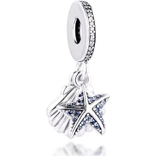 Fits Pandora Bracelet Tropical Starfish & Sea Shell Charm Genuine 925 Sterling Silver Beads for Jewelry Making kralen abalorios