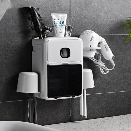 Bathroom Shelf with Toothbrush Holder Toilet Paper Holder Bathroom Organizer Accesorios Brush Holder Hair Dryer Holder Shelf