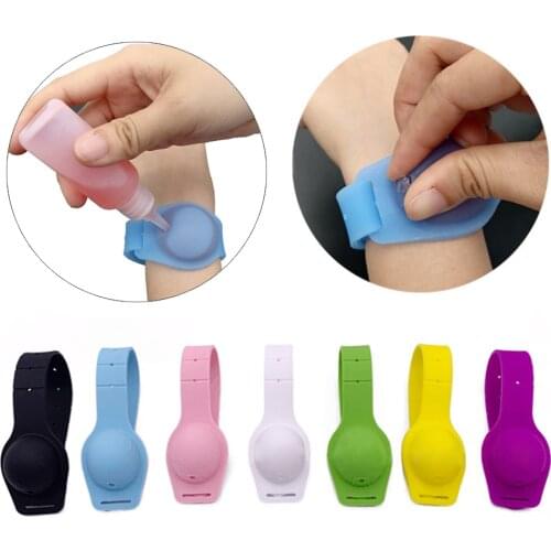 Silicone Bracelet Wrist Band Hand Sanitizer Dispenser Wearable Hand Cleaning Gel Dispenser Kids Watch Strap with Spout Bottle