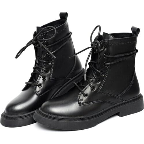 2021 Ankle Boots for Women Autumn Black Lace Up Motorcycle Boots British Style Ladies Winter Platform Shoes Female New