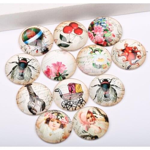 Onwear diy mixed handmade vintage little girl octupus flies flower photo jewelry glass cabochon 12mm 10mm 14mm 18mm 20mm 25mm