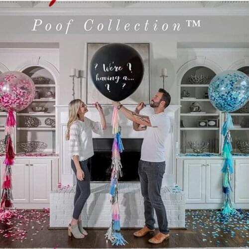 1Set 36inch Black Boy Or Girl Gender Reveal Party We're having a Latex Balloon Confetti For Home Baby Shower Decoration Supplies