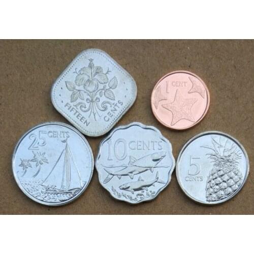 1 Set 5 Pieces Bahamas Coins Old Original Coin Collectible Edition Real Rare Commemorative Random Year
