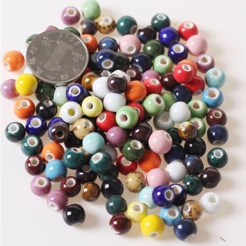 100pcs Mixed Color 8mm Round Ceramic Beads DIY Loose Beads 3mm Hole Bead For Jewelry Making