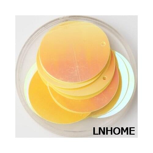 280pcs Large Round Sequins 30mm PVC Flat Round Paillette For Belly Dance Costumes Yellow AB Spangles