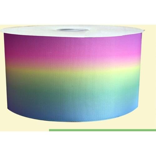 3" inch 75 mm 7.5 cm rainbow colorful gradient free shipping printed grosgrain ribbon for gift packing