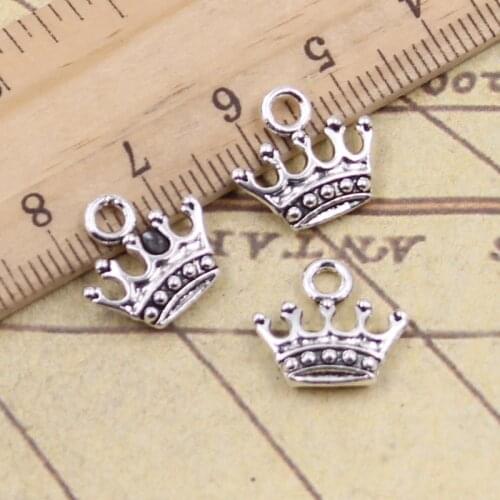 40pcs Charms Lovely Crown 13x14mm Tibetan Bronze Silver Color Pendants Crafts Making Findings Handmade Antique DIY Jewelry