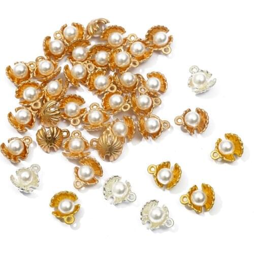 5pcs Imitation Pearls Shell Conch Charms for Jewelry Making DIY Crafting Earring Pendant Necklace Bracelet Metal Accessories