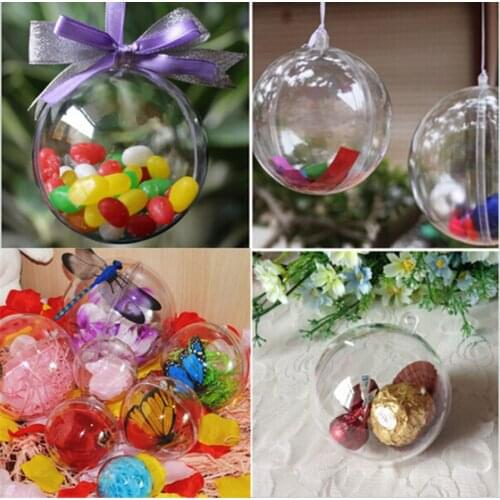 5pcs 4-8cm Acrylic Transparent Ball Clear Plastic Ball for Wedding Candy Box Favors Gift Bag New Year Christmas Tree Decorations