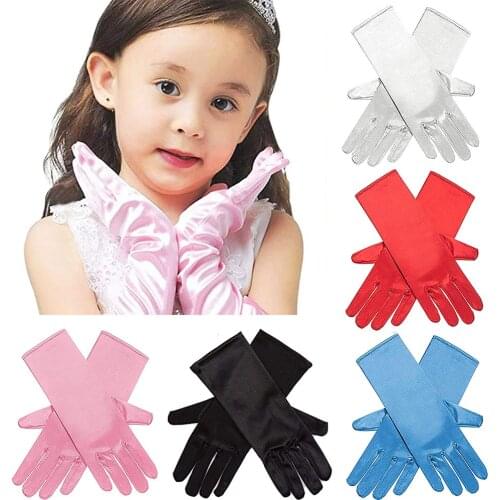 3-10Y Elsa Girls Satin Gloves Snow Queen Glove Anna Princess Costume for Kids Party, Wedding, Formal Pageant Birthday Party