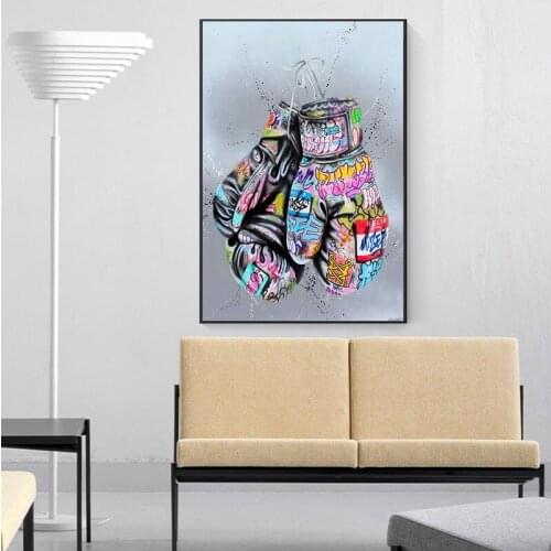 Boxing Gloves Graffiti Art Posters and Prints on The Wall Canvas Painting Street Wall Art Picture for Living Room Home Decor