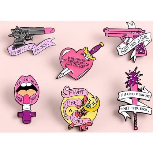 Cartoon Lipstick Weapon Enamel Pin Beautiful Girl Magic Cosmetic Badge Brooch Denim Clothes Bag Lapel Pin Gift For Friends Girls