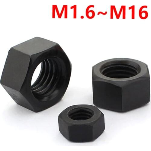 Black Steel Hex Nut Grade 8.8 Carbon Steel Nut Oxide DIN934 Metric Thread M2 M3 M4 M5 M6 M8 New Accessories Black Hexagon Nut