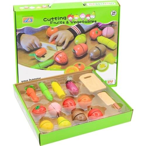 Wooden simulation fruit cut and happy childrens cognitive toys parent-child interactive educational toys