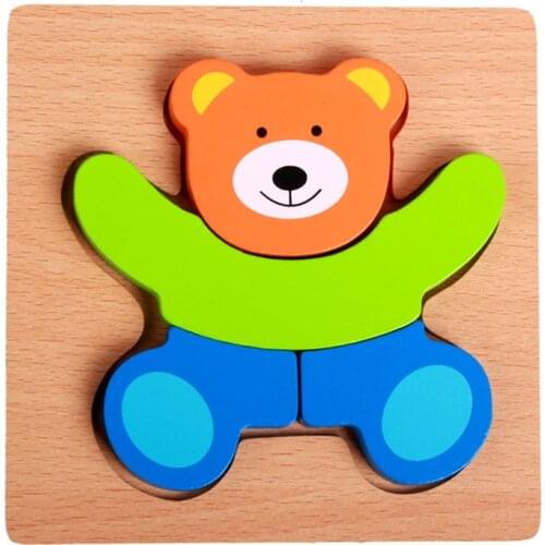 Jigsaw Toys Wooden Puzzle Cartoon Animal Wood 3d Puzzles Intelligence Kids Early Educational Toys for Children