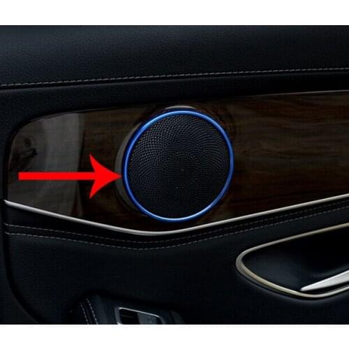 For Benz C-Class W205 2014-2017 Aluminium Alloy Interior Decorate Accessories Car Speaker Cover Trim Garnish Molding Blue