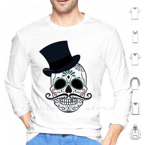 Head Skeleton Design Hoodies Long Sleeve Skeleton Head Skull Style Fun Black And White Class Funny Gothic