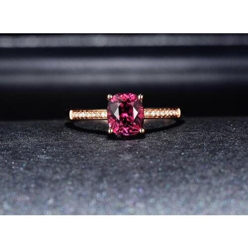 Lab Ruby Rings Real 14K Rose Gold Red Emstone Rose Gold Color Rings for Women Wedding Engagement Jewelry Gorgeous Promise Gift
