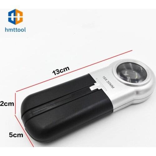 Compact 2 LED Illumination Folding Handheld / Standing Style 16X Magnifier Magnifying Glass High Power Loupe Older Reading Aid