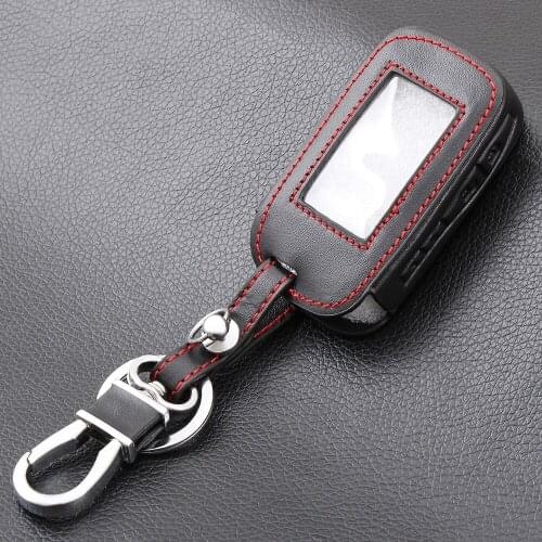 Leather Key Cover For Starline E90 E91 E60 E61 E62 LCD Remote Control Only Two Way Car Alarm Keychain Case