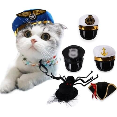2021 Creative Pet Costumes Cosplay Cat Hat Dog Costume Halloween Policeman Pirate Captain Sailor Dog Hat Party Photograph Prop