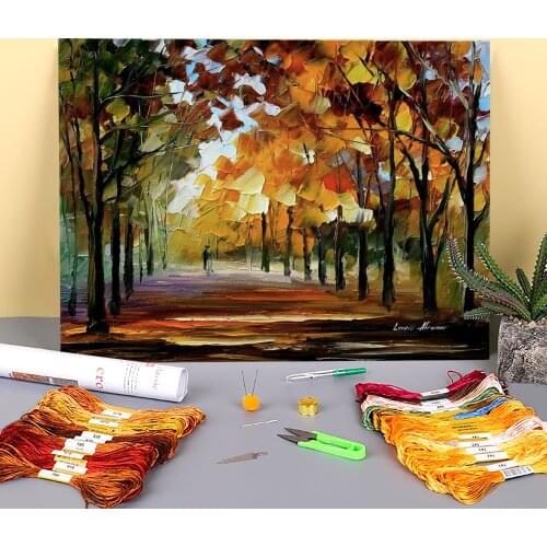 Silence The Fall Printed Canvas 11CT Cross-Stitch Embroidery Set DMC Threads Painting Handmade Needlework Sewing Jewelry Magic