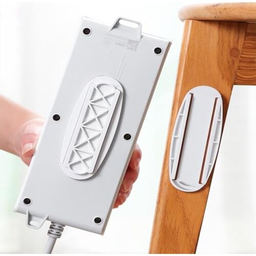 Wall-Mounted Sticker Punch-Free Plug Fixer Holder Traceless Self-Adhesive Power Strip Holder Socket Fixer Organizer Plug Hook
