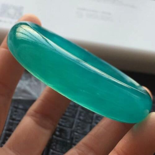 Genuine Natural Ice Green Amazonite 55mm Gemstone Bangle Beads Bracelet Bracelet Inner Diameter 55mm From Mozambique AAAAAA