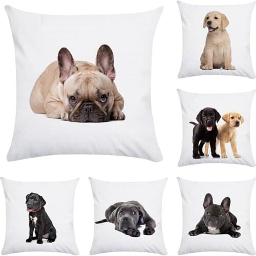 Cushion Cover Cute Pug Dog Printed Polyester&Polyester Decorative Pillow Cases Cover Home Sofa Pillowcase 1PCS/Lot CR181