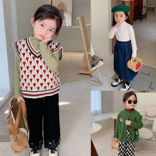 Girls' Bottoming Shirt 2021 Autumn New Childrens Trendy Semi-High Collar Baby Long Sleeve Solid Color Shirt Fashion