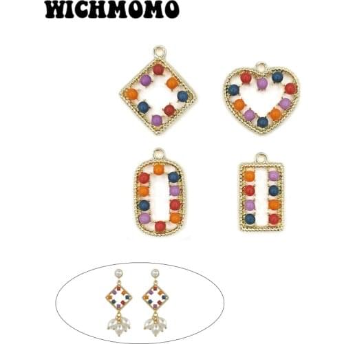 2020 New 5 Pieces/bag High Quality Zinc Alloy Inlay Acrylic Beads Charms Pendants for DIY Earrings Necklace Jewelry Accessories