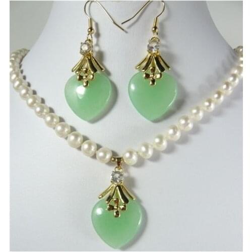 New style Natural noble jewelryFashion 7-8mm Pearl stone Necklace Earring Pendant Jewelry Set