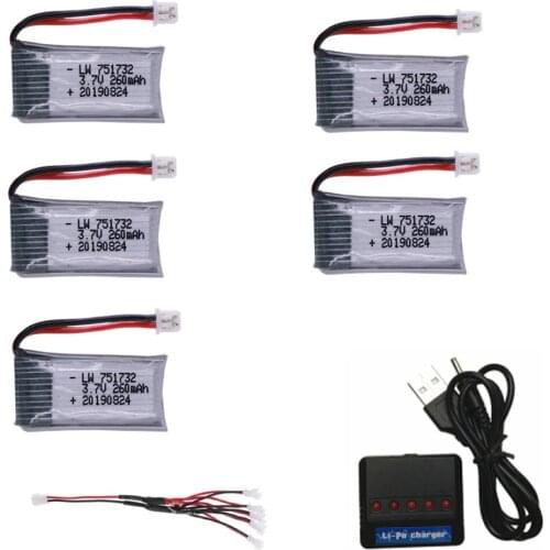 Upgrade 3.7V 260mAh lipo battery For H20 Syma S8 M67 U839 RC Quadcopter Parts 3.7v Lipo Battery and 3.7v battery and Charger 5-1