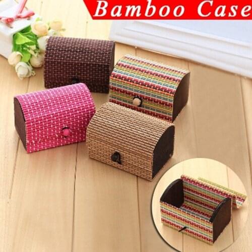 Woven Rattan Jewelry Storage Boxes Cute Ring Necklace Earrings Bamboo Makeup Organizer Cosmetic Case Storage Container