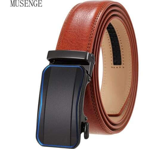 Fashion Cowskin Brand Automatic Buckle Male Belt Jeans Leather Belts for Mens Belts 3.5cm Fashion Business Brown Color Big Size
