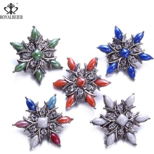 Royalbeier 1pc/lot Metal Rhinestone Flower Golden Button World Famous Classic Brand Buttons Clothing Accessories DIY Materials