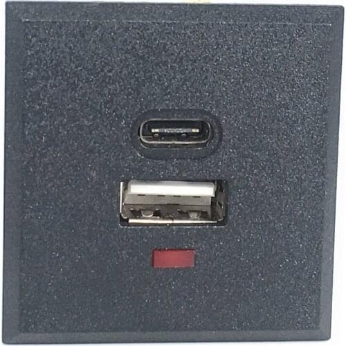 USB+Type -C AC Power Socket Embedded Desktop Receptacle DC Charging Power Panel Module Outlet 5V 220V With LED Indicator