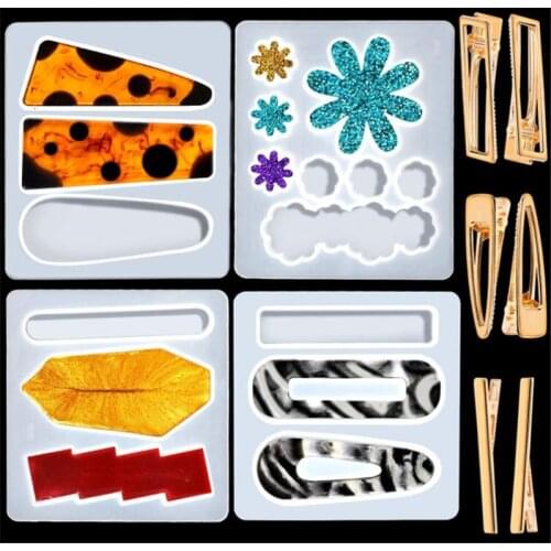 Silicone Mold For DIY Hair Clip Crystal Epoxy Resin Mold Homemade Casting Mould Personality Jewelry Tools